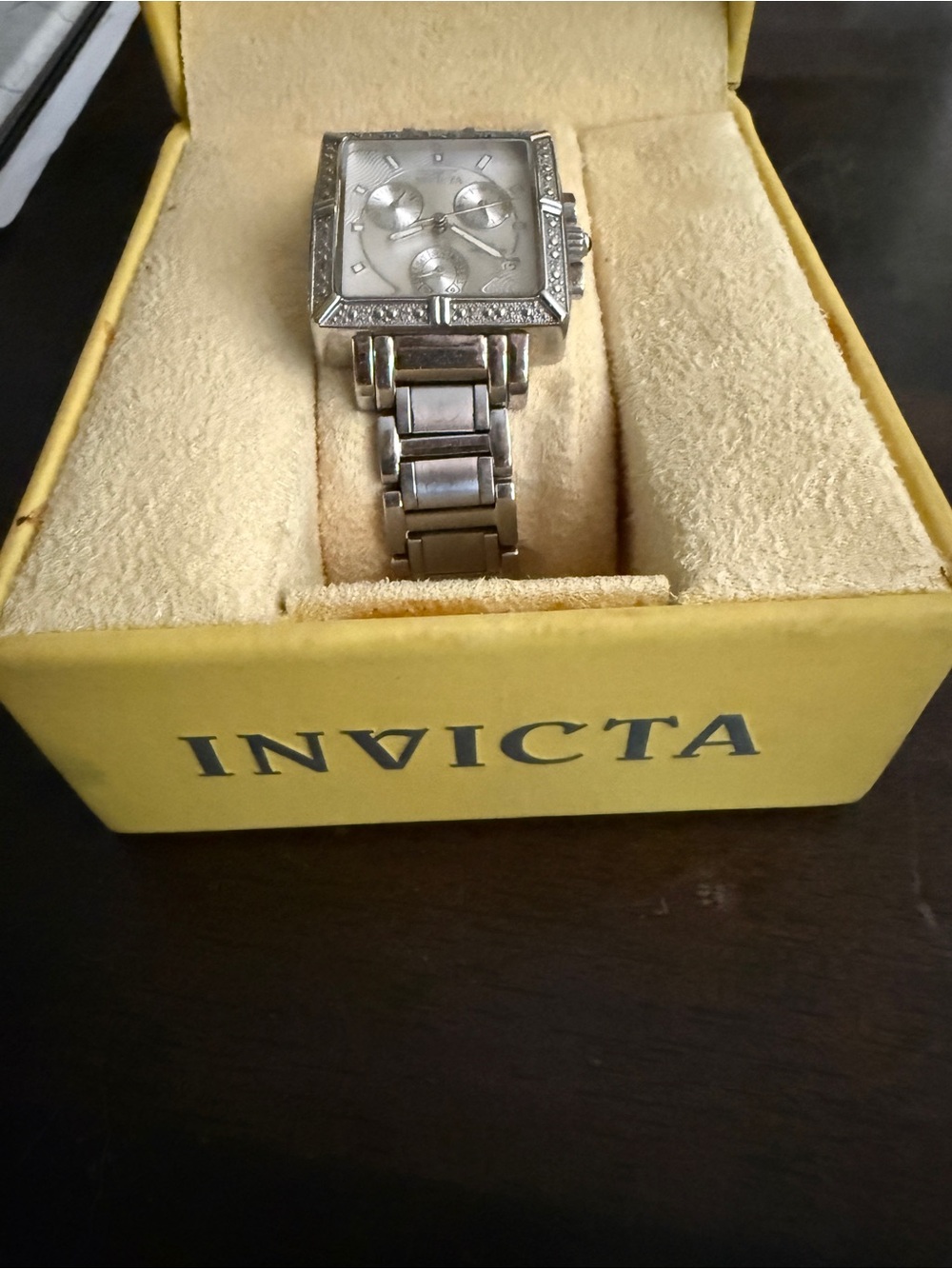 Invicta Silver Square Dial Chronograph Watch